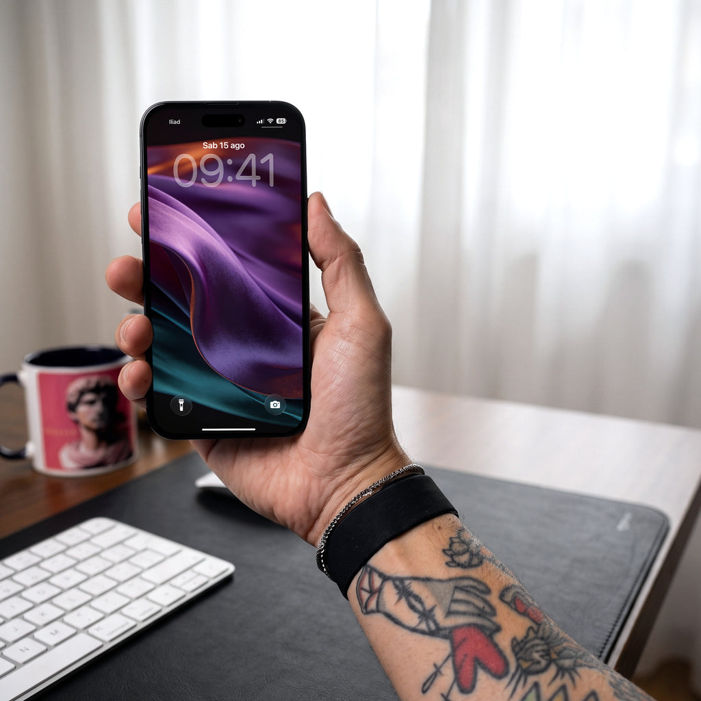 Seta — lock screen sull'iPhone, in mano